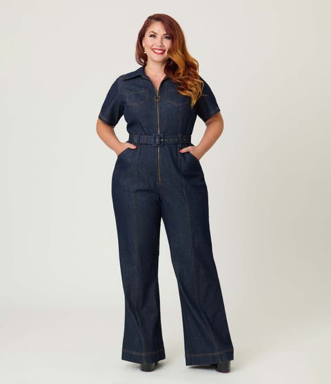 Plus Size Pit Crew Denim Jumpsuit