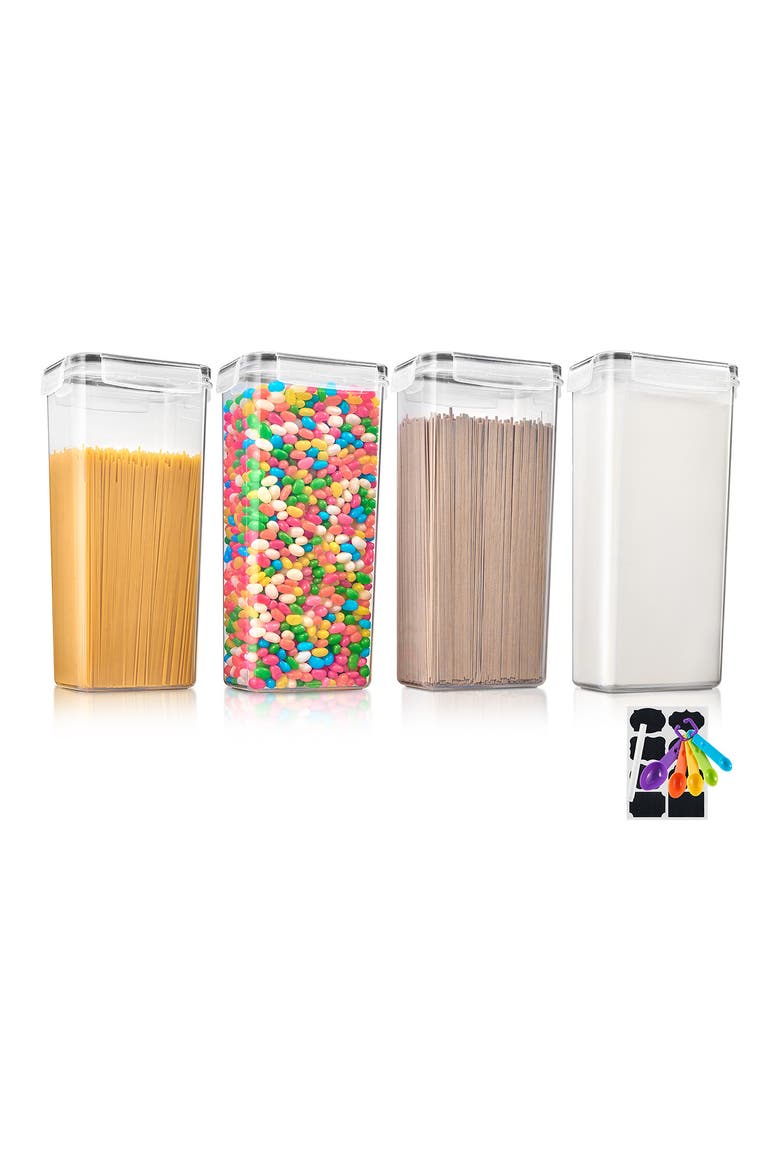 4-Pack Airtight Dry Food Storage Containers, Alternate, color, CLEAR