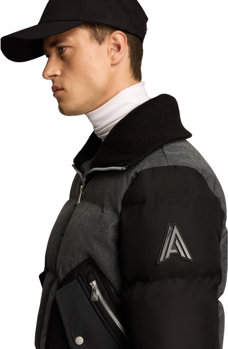 Alpenhaus Sebonack Quilted Denim-Look Bomber Jacket with Fold-Over Ribbed Collar, Alternate, color, Black