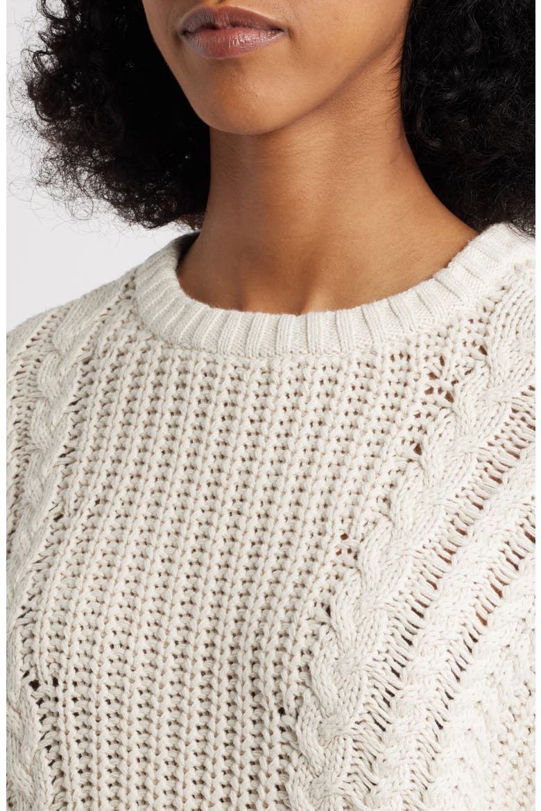 Magnolia Oversize Cable Stitch Cotton Sweater, Alternate, color, IVORY