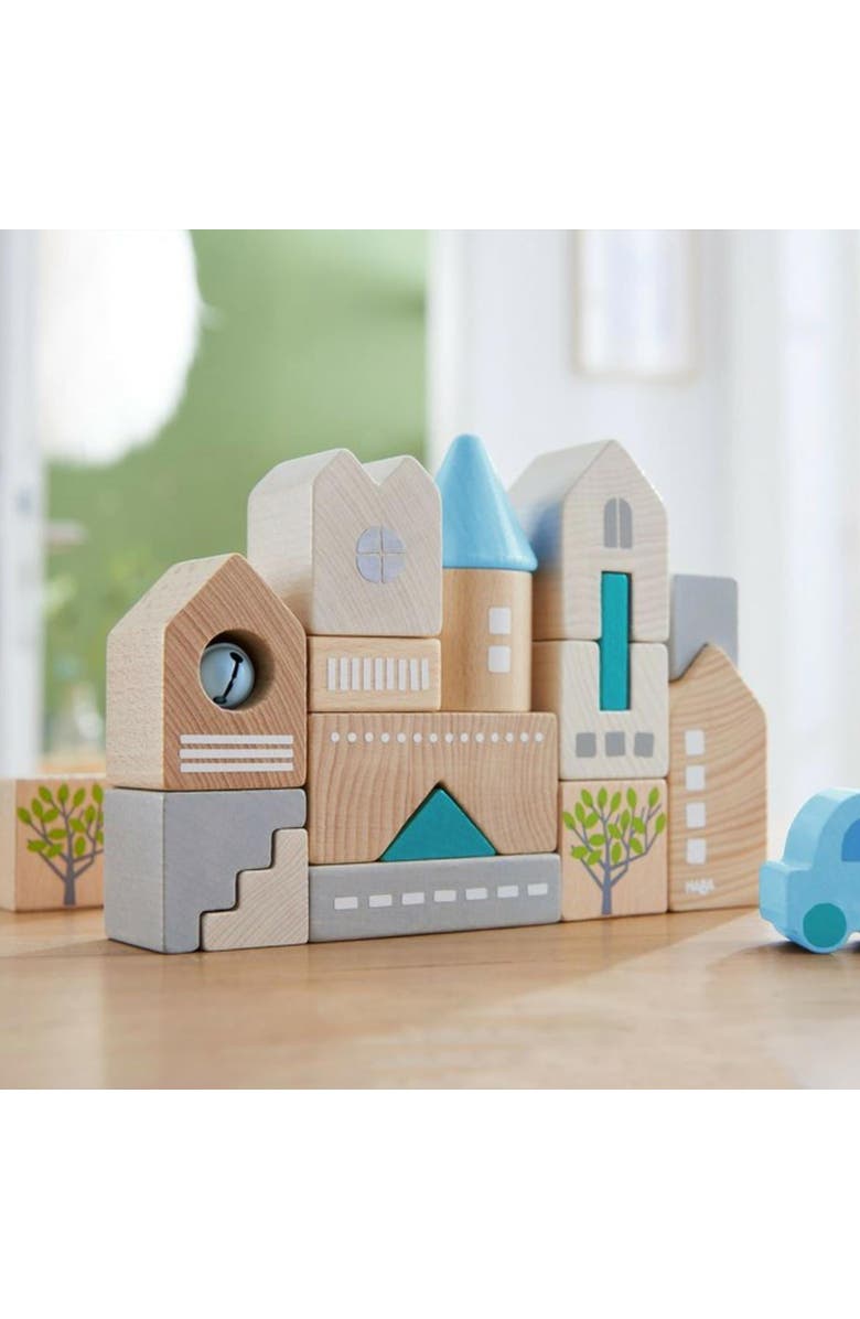 HABA Wooden Building Blocks Bad Rodach 18-Piece Set, Beech Wood Stacking Blocks for Ages 18 months and up. Made in Germany., Alternate, color, Multi