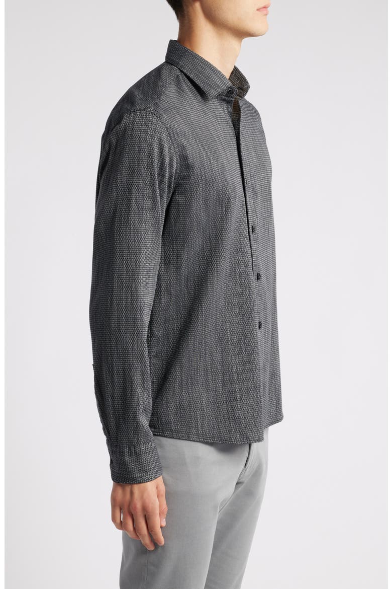 Rufus Cotton Button-Up Shirt, Alternate, color, BLACK