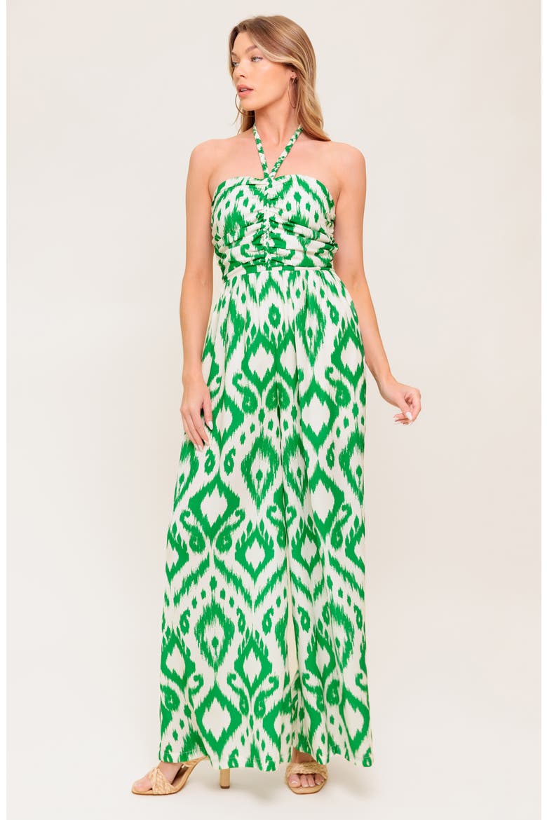 Print Wide Leg Jumpsuit, Alternate, color, IVORY GREEN