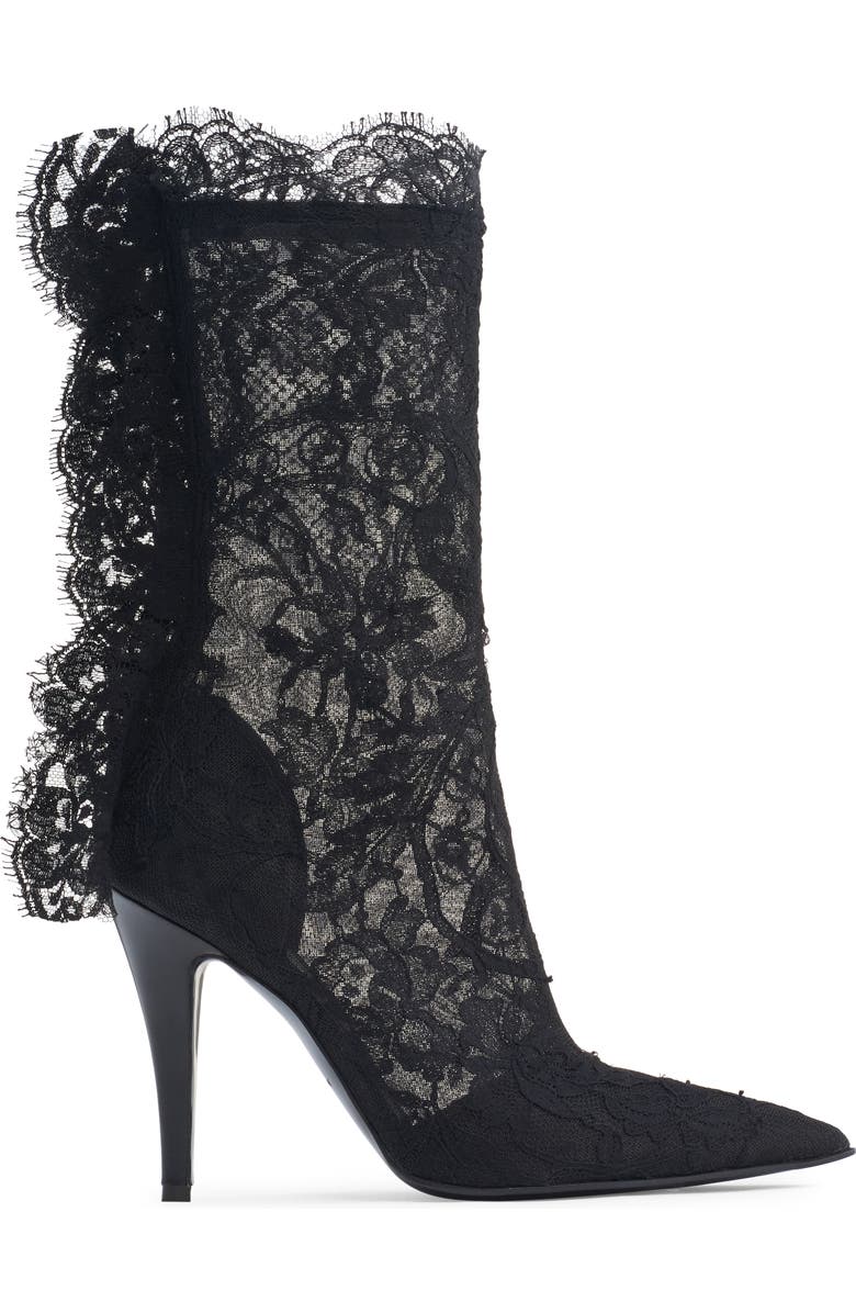 McQueen Pointed Toe Lace Boot, Alternate, color, Black
