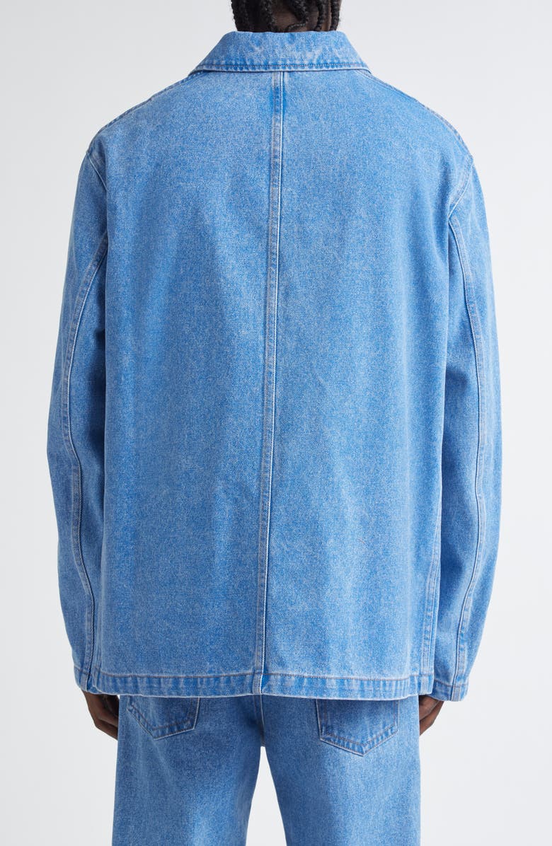 Marni Logo Embroidered Denim Chore Jacket, Alternate, color, Cobalt