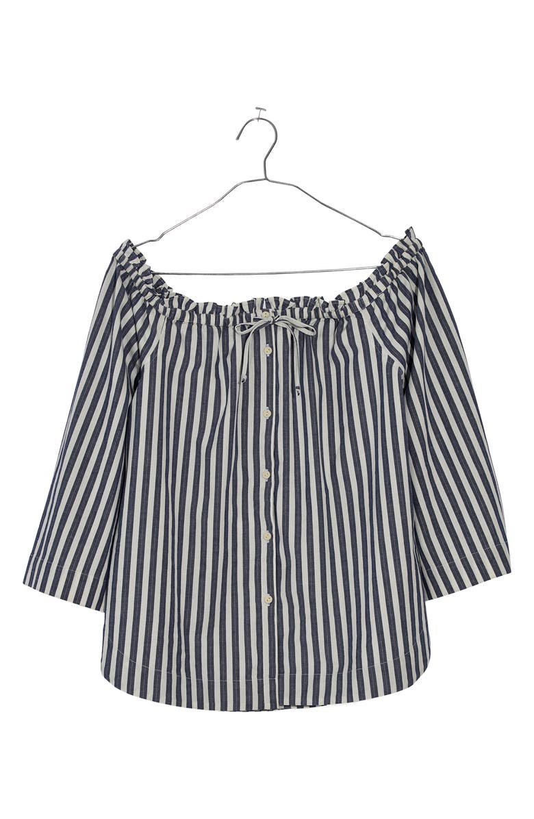 Madewell Shimmer Stripe Off the Shoulder Top, Alternate, color,