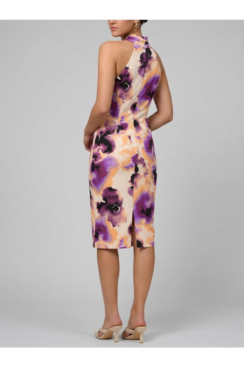 Harland Crossover Halter Midi Dress, Alternate, color, Purple Flower Bomb