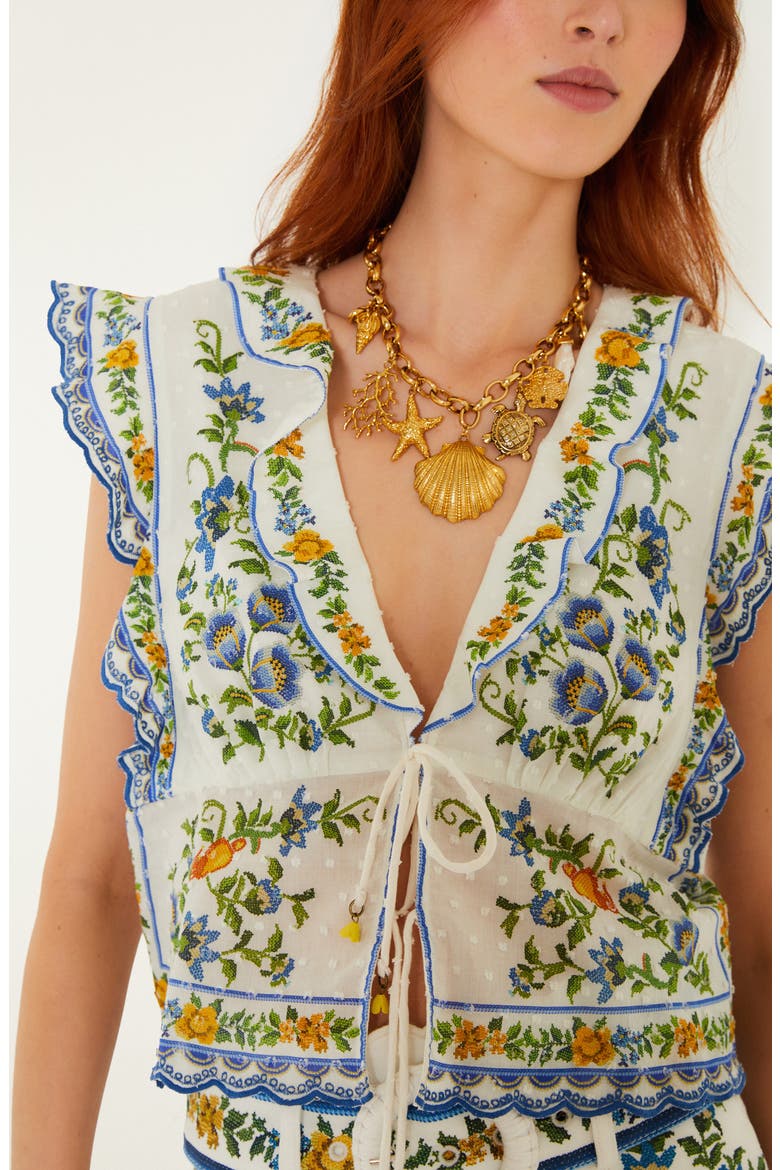Emily Floral Deep V-neck Tie Front Top (Women) | Nordstrom