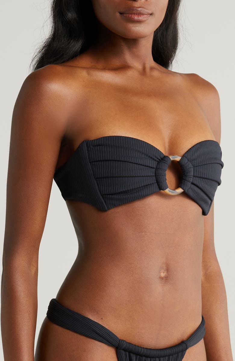 MONTCE Tori O-Ring Rib Bikini Top, Alternate, color, Black Rib
