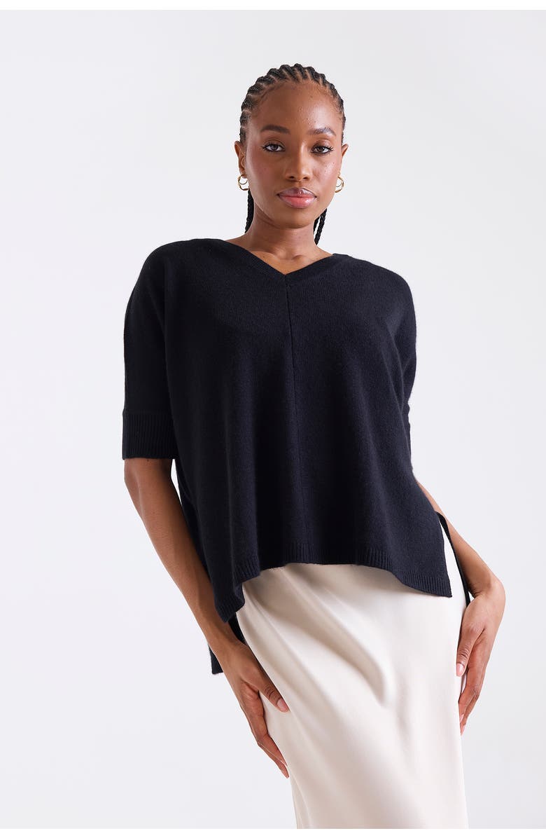 1982 Venetia Vee V-Neck 100% Cashmere Sweater, Alternate, color, Black