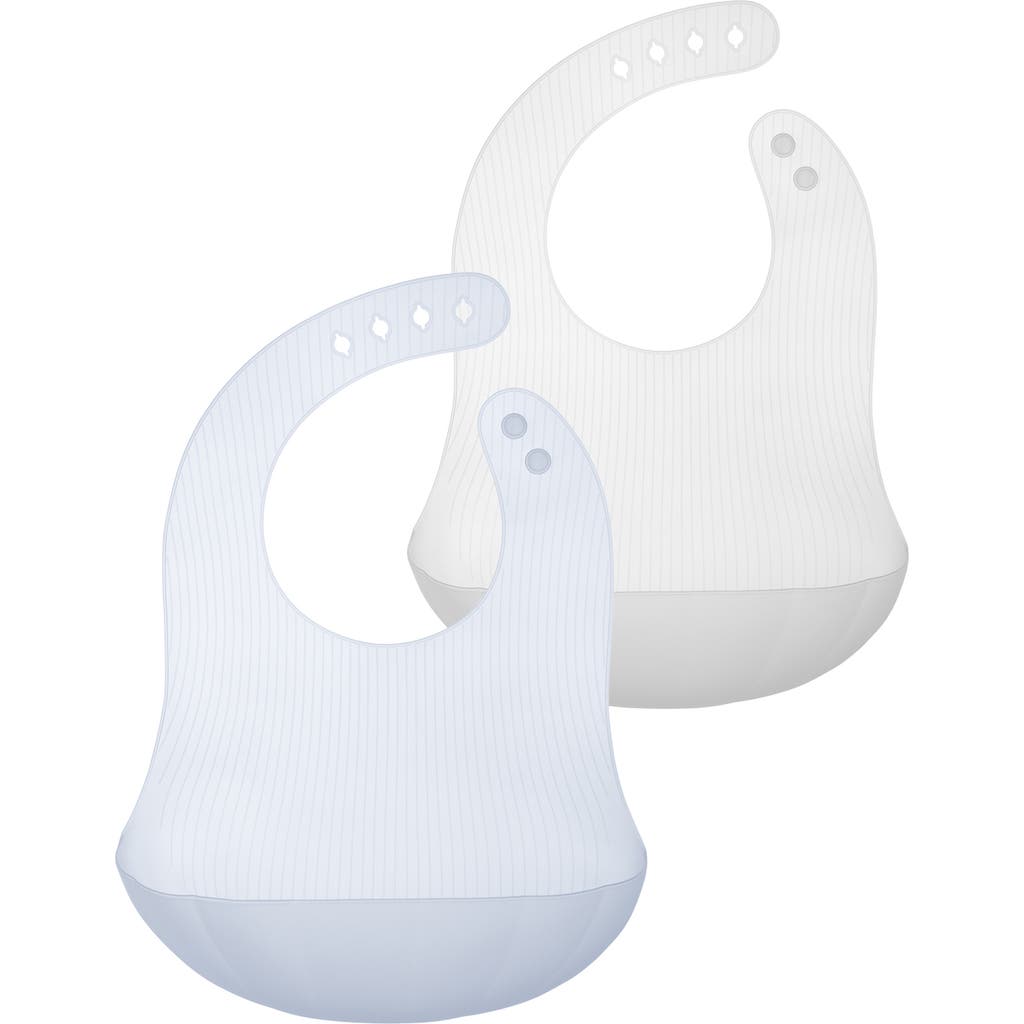 Olababy 2-pack Silicone Bibs In Blueberry/pearl
