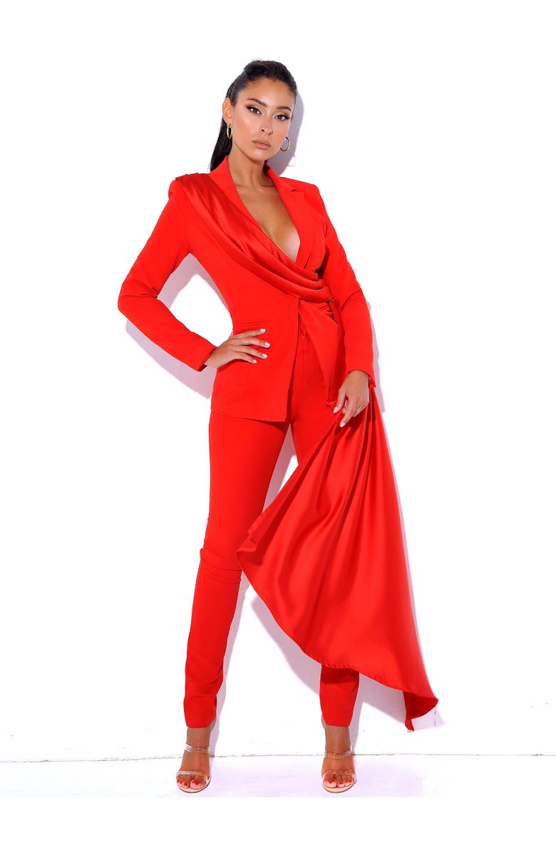 Miss Circle Vaylla Crepe Pants Skinny Fit Trousers, Alternate, color, Red