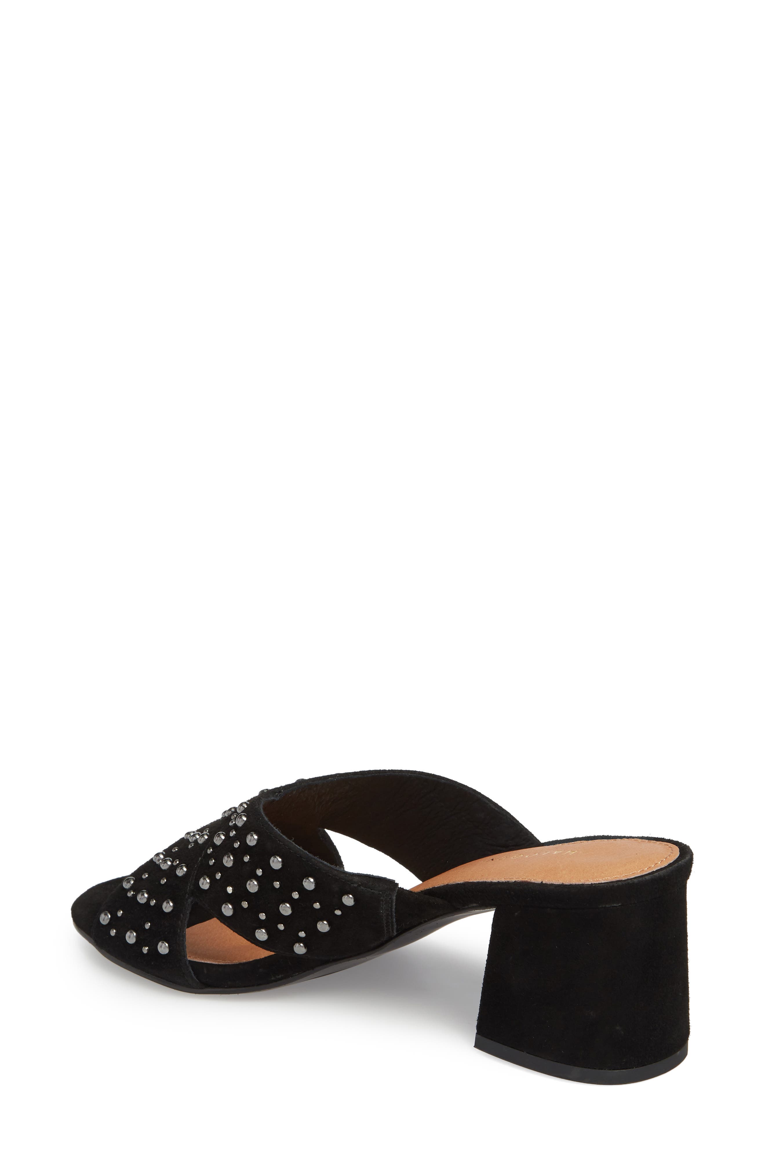 Fable Studded Slide Sandal, Alternate, color, BLACK SUEDE