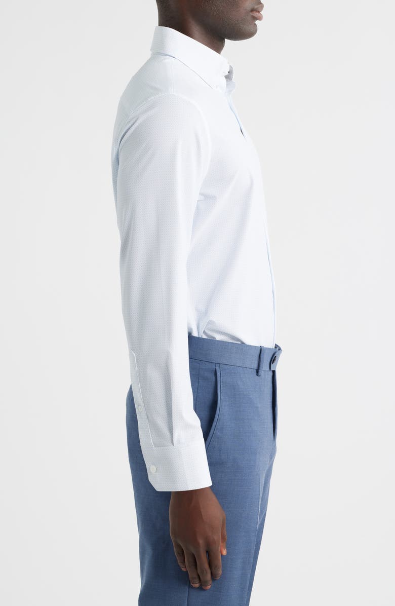Mizzen+Main Leeward Trim Fit Dot Performance Button-Up Shirt, Alternate, color, Cloud Blue Clover Dot