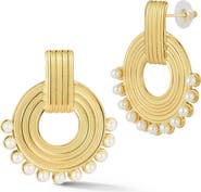 SPHERA MILANO Faux Pearl Frontal Hoop Earrings