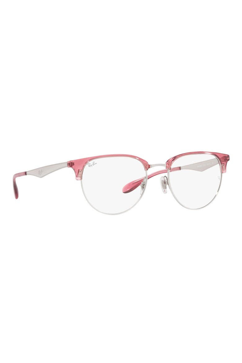 Phantos 53mm Clear Frame Optical Glasses, Alternate, color, RED SILVER