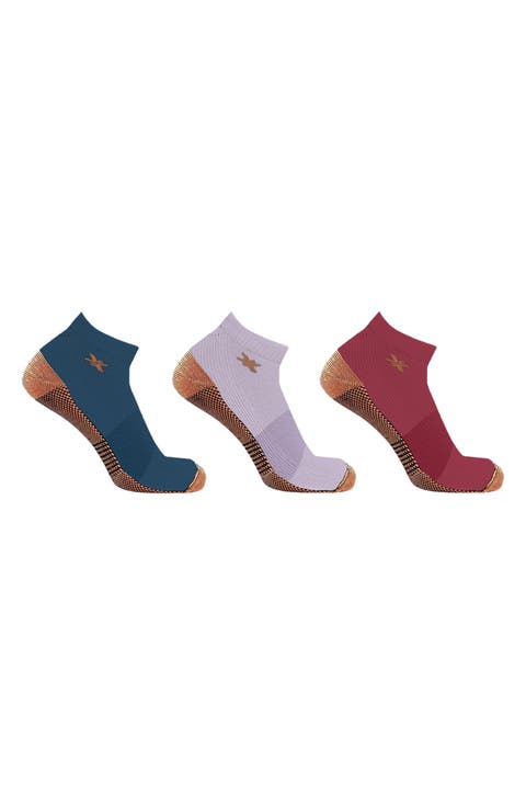 3-Pack Copper Infused Ankle Length Compression Socks