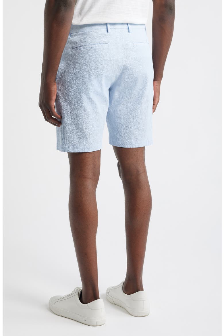 Galaxy Bermuda Flat Front Stretch Cotton Seersucker Shorts, Alternate, color, ICE WATER