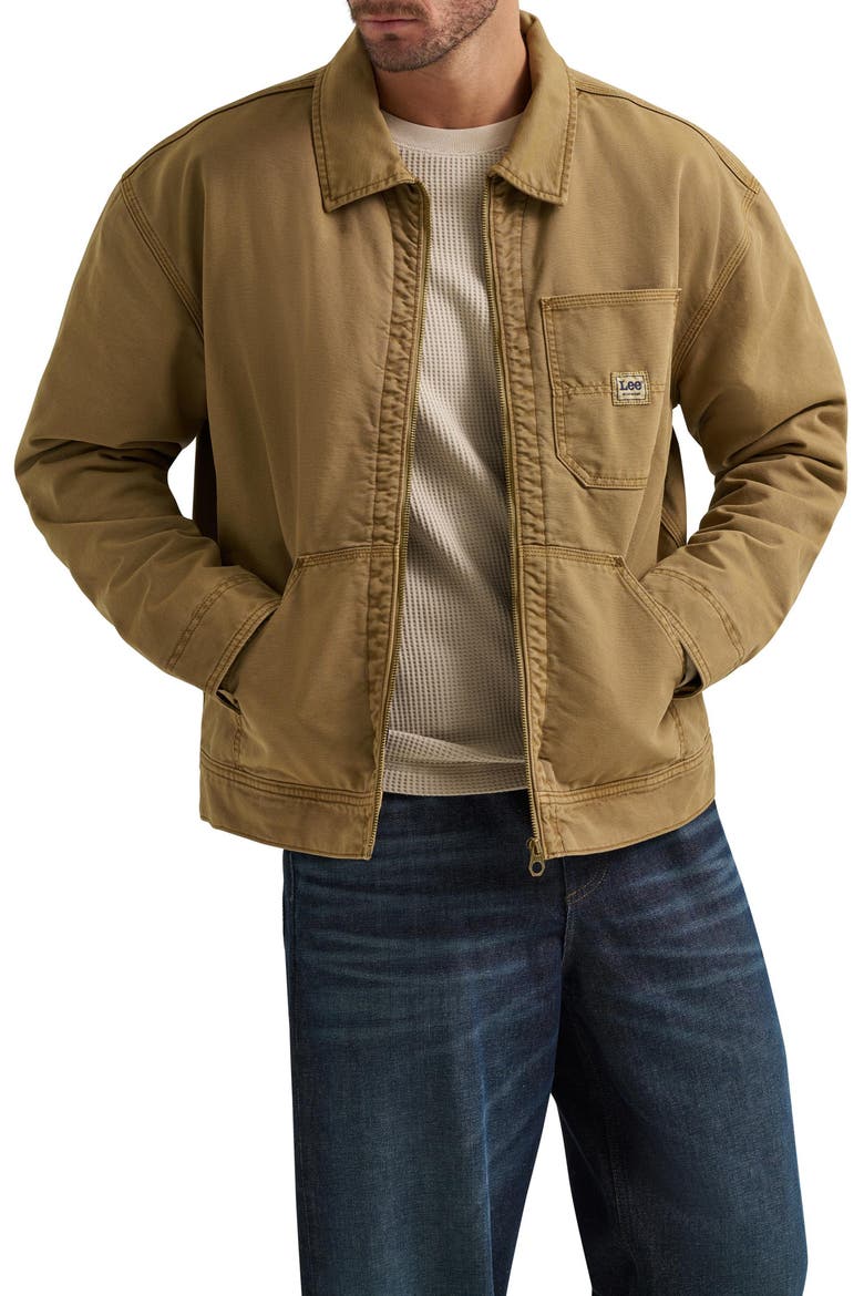 91W Quilt Lined Cotton Canvas Workwear Jacket, Alternate, color, DARK KHAKI