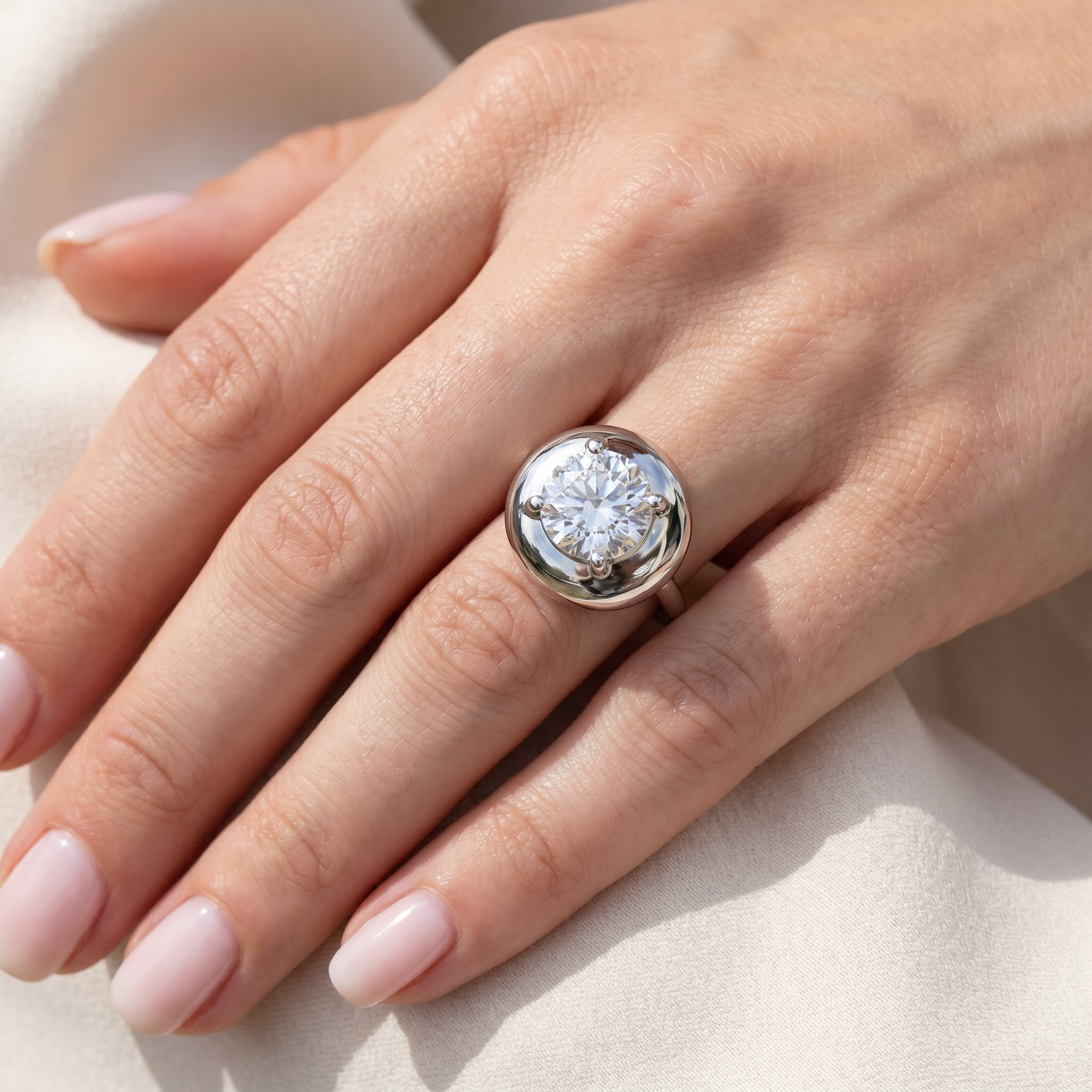 Bliss Diamond 2Ct Diamond Bezel Stackable Button Engagement Ring Lab ...