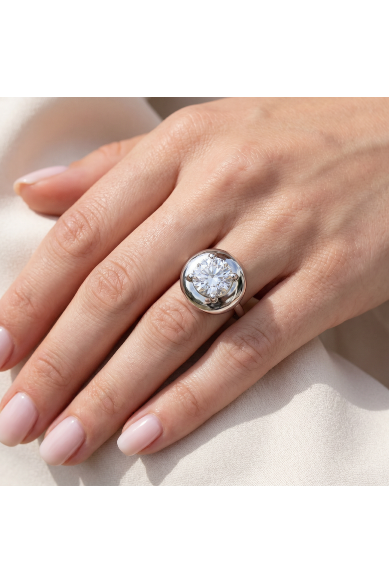 2Ct Diamond Bezel Stackable Button Engagement Ring Lab Grown, Alternate, color, 14k Yellow Gold