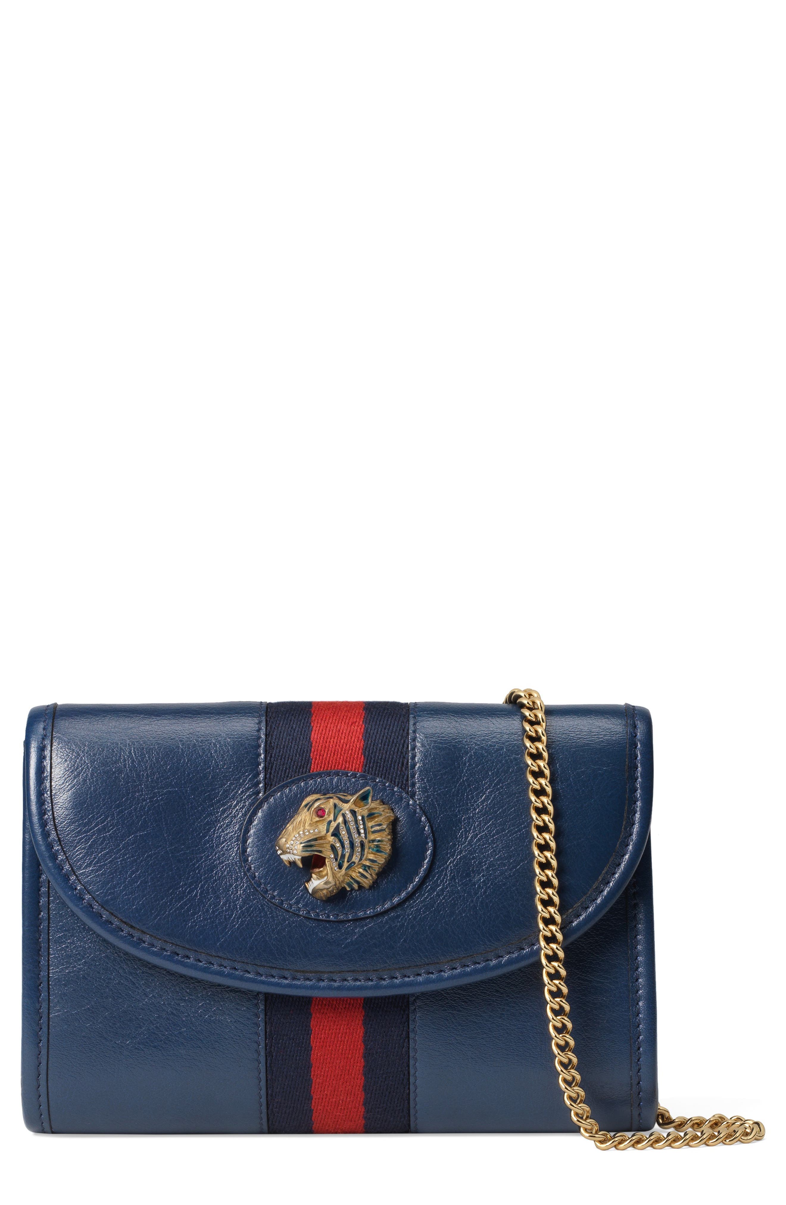 MiniLeather Crossbody Bag, Main, color, BLU AGATA/ BLUE RED MULTI
