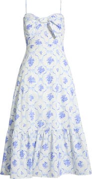 SUGARLIPS Nia Floral Perline Bow Midi Dress