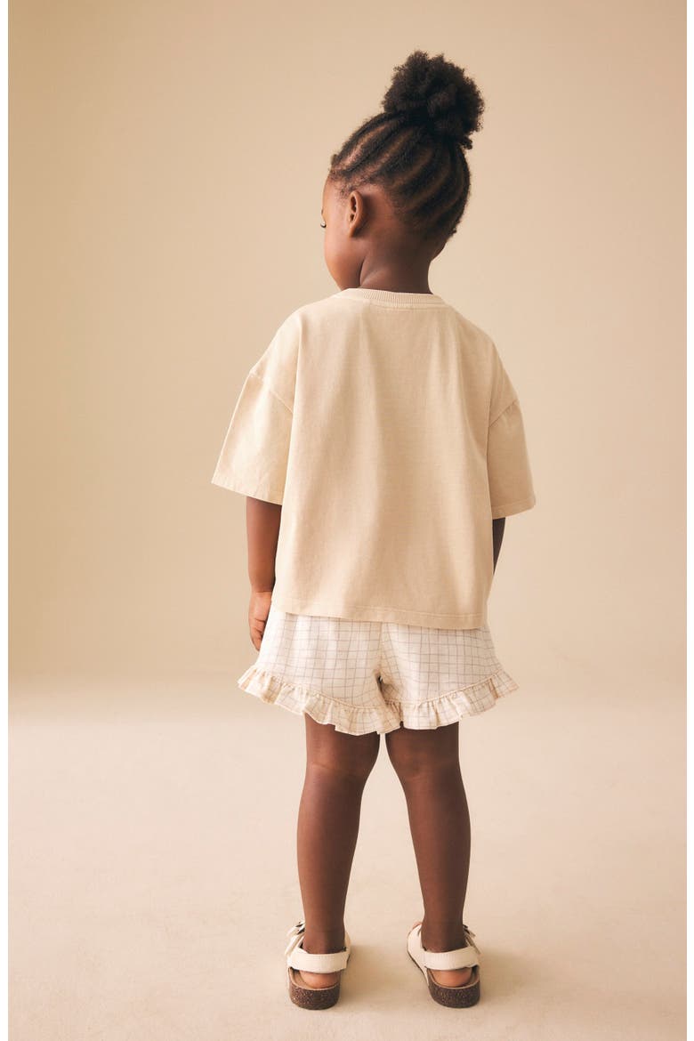 Kids' Lemon Appliqué T-Shirt & Frill Shorts Set, Alternate, color, IVORY YELLOW