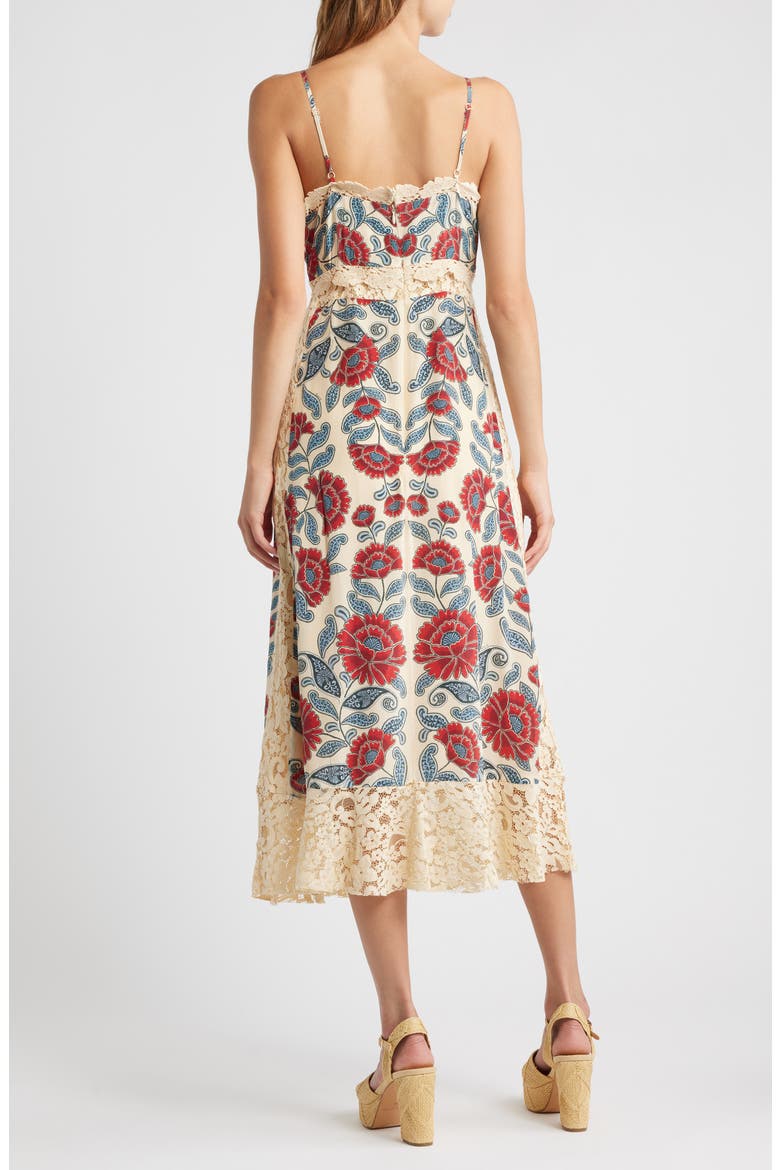 Francesca Sand Lace Detail Floral Dress, Alternate, color, SAND
