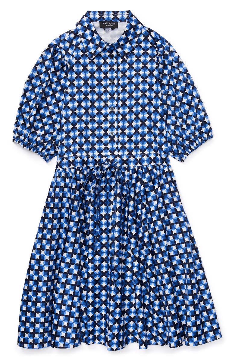 Kate Spade New York patio tile puff sleeve shirtdress, Alternate, color, 
