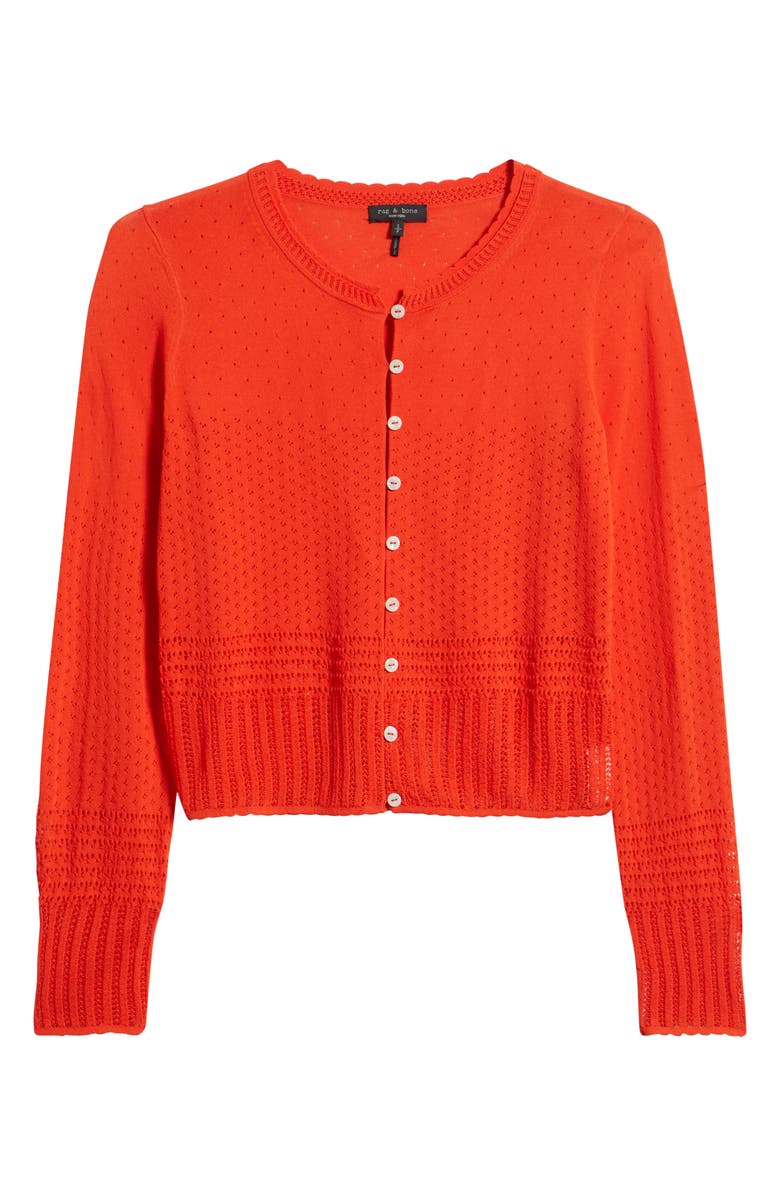 rag & bone Michelle Pointelle Cardigan, Alternate, color, Red