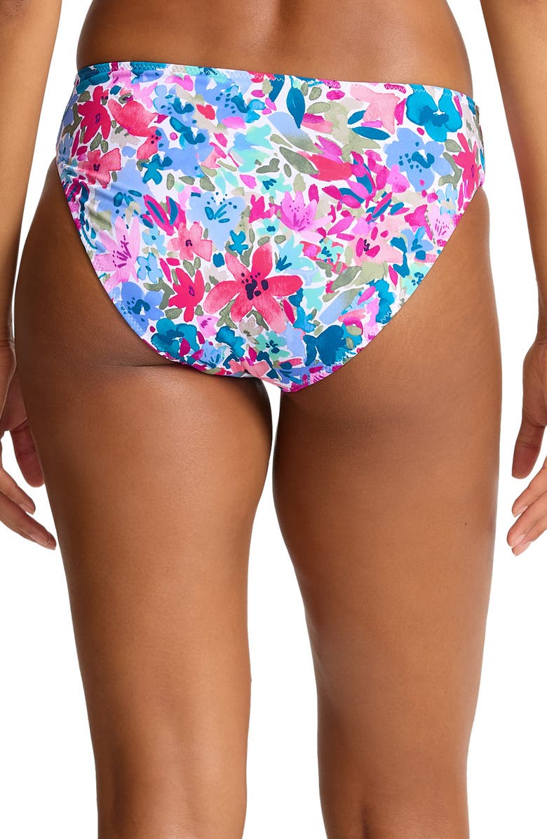 Tommy Bahama Watercolor Floral UPF 50+ Reversible Hipster Bikini Bottoms, Alternate, color, Dusty Lupine Rev