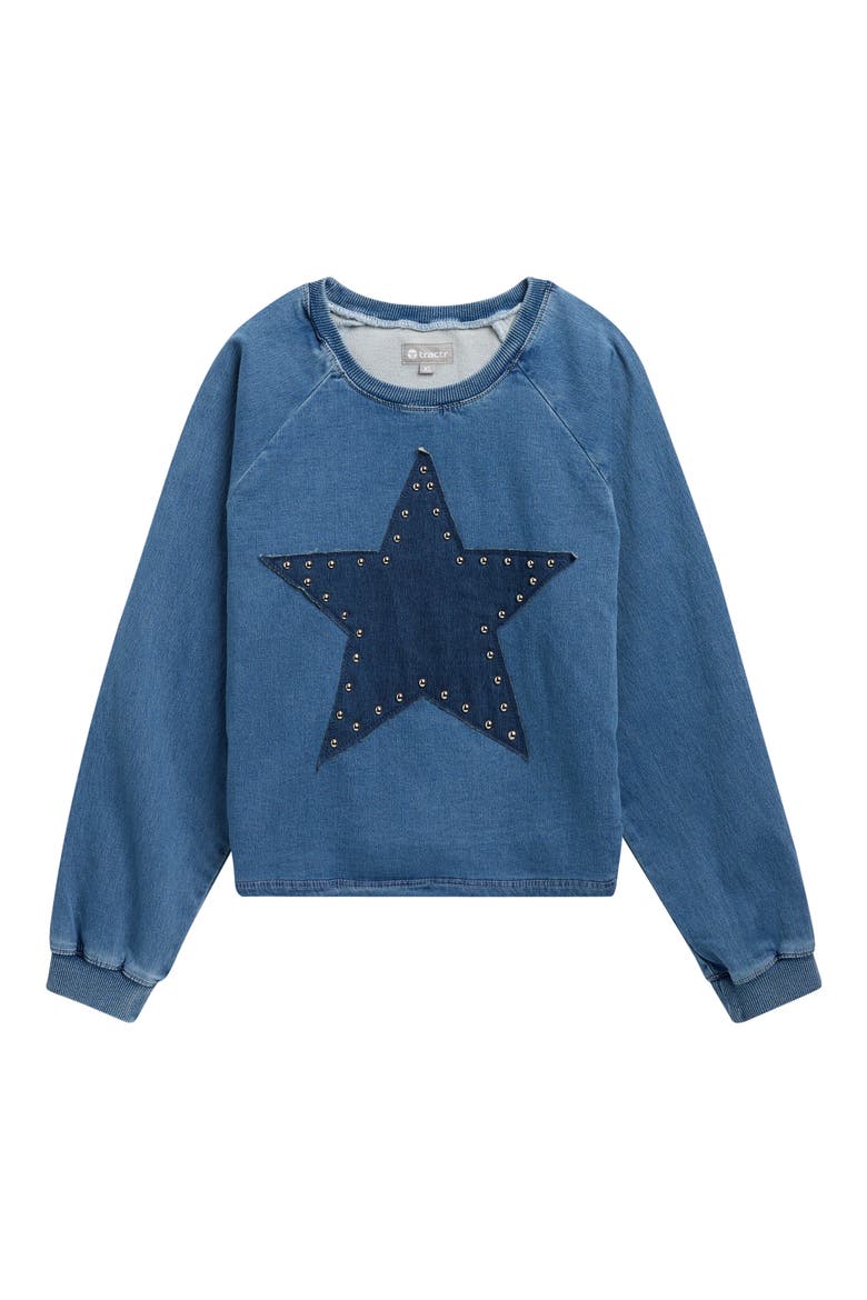Kids' Star Patch Sweatshirt, Main, color, MEDIUM INDIGO