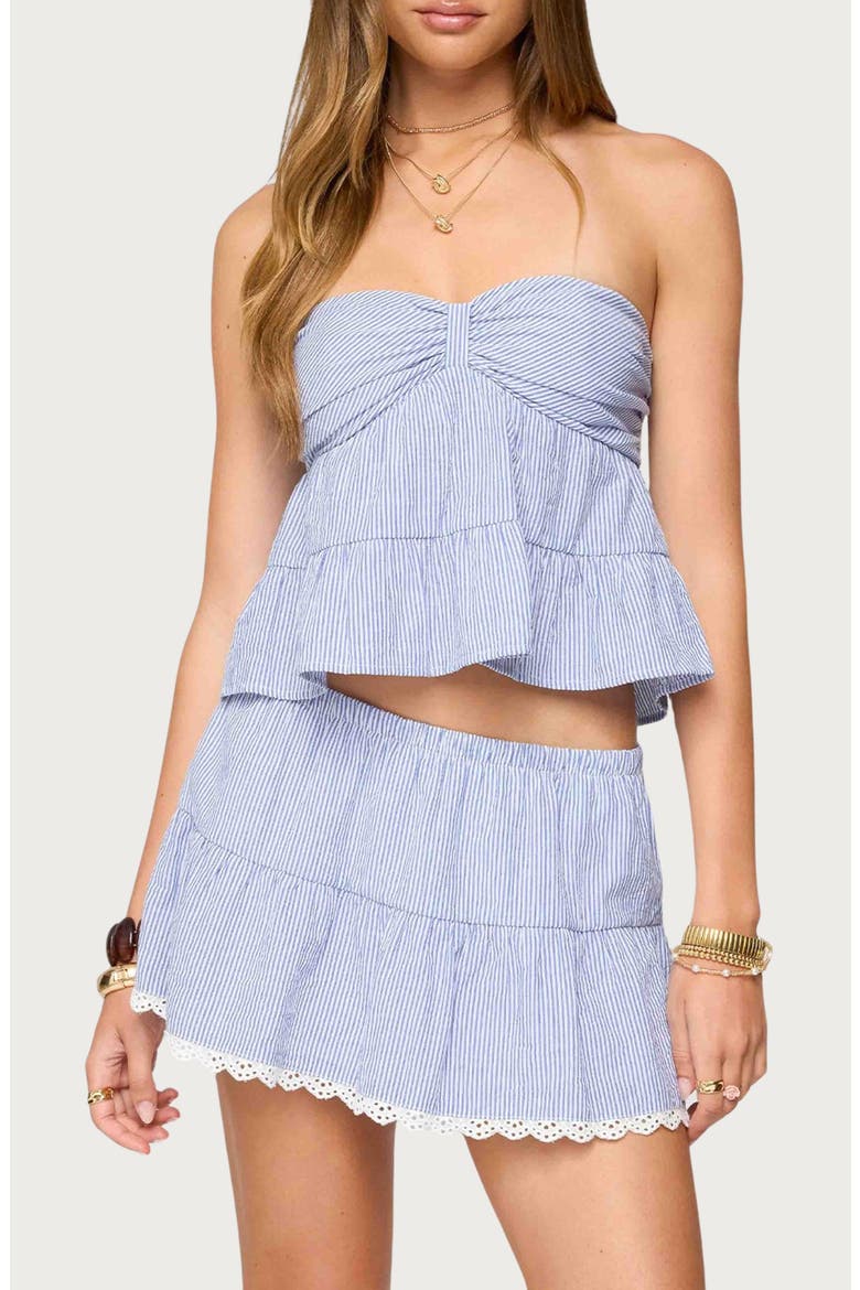Dora Stripe Strapless Top, Main, color, BLUE-AND-WHITE