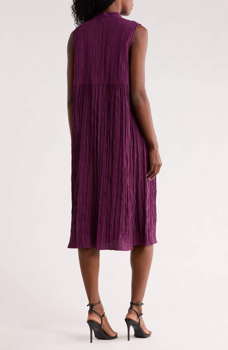 Eileen Fisher Sleeveless Crinkled Silk Shirtdress, Alternate, color, Blackberry