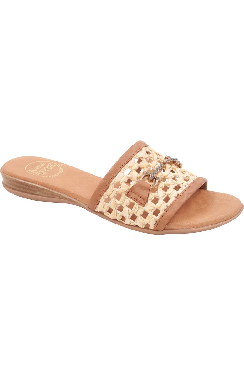 André Assous Niles Crystal Bit Slide Sandal, Main, color, Natural/ Cuero