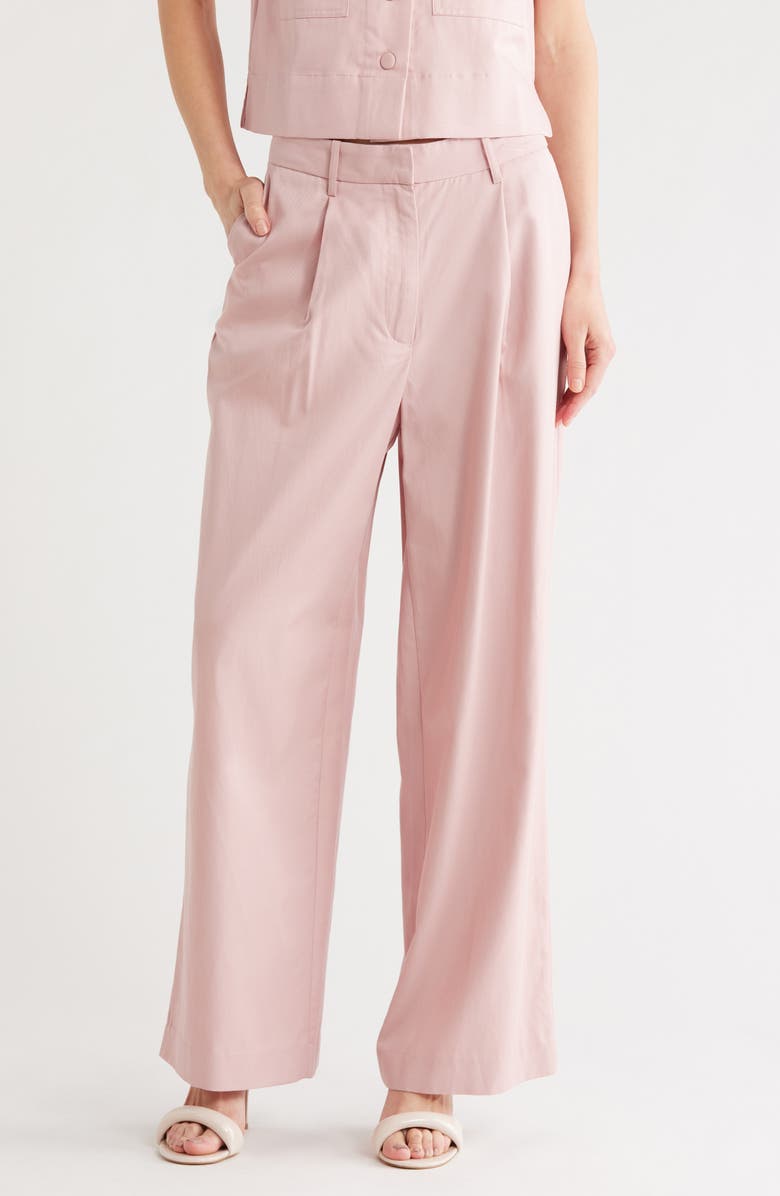 French Connection Twill Wide Leg Pants, Main, color, Mauve Pink