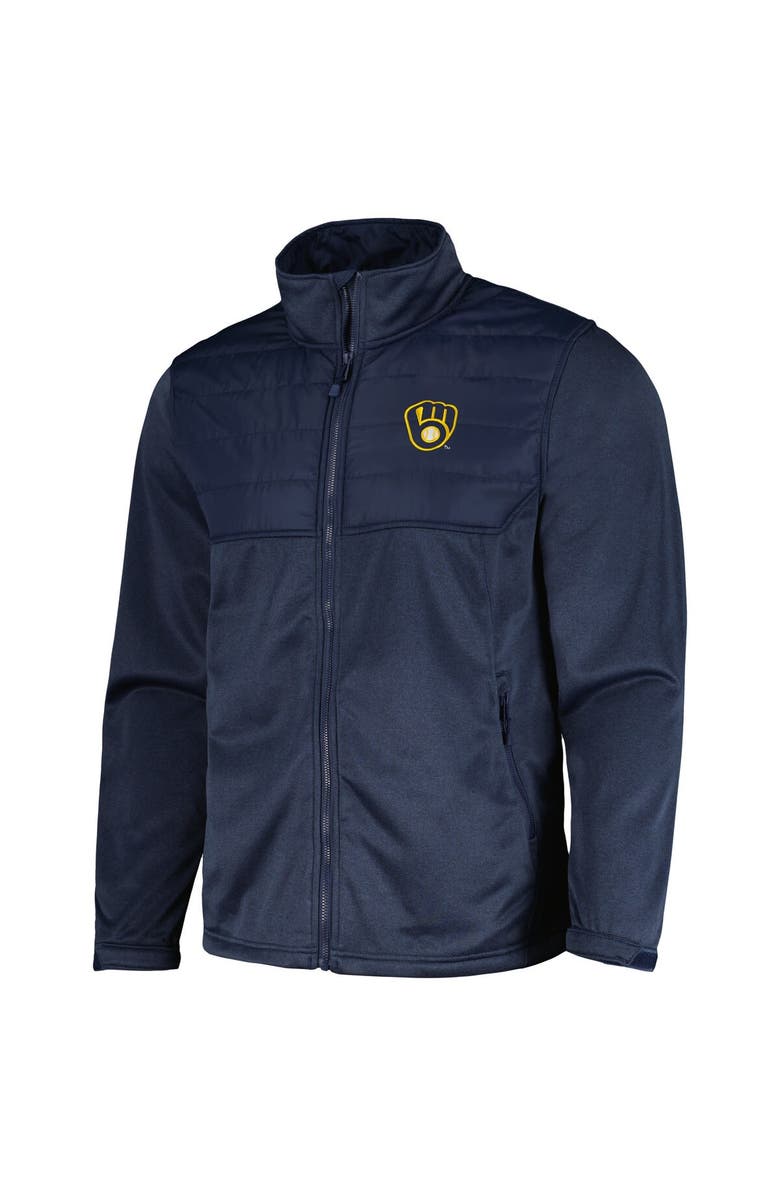 DUNBROOKE Men's Dunbrooke Heather Navy Milwaukee Brewers Explorer Full-Zip Jacket, Alternate, color, Heather Navy
