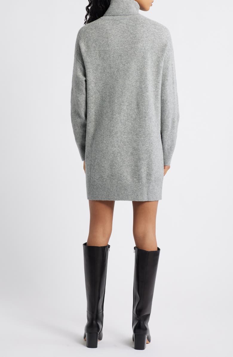 MANGO Taldote Turtleneck Long Sleeve Sweater Dress, Alternate, color, Medium Heather Grey