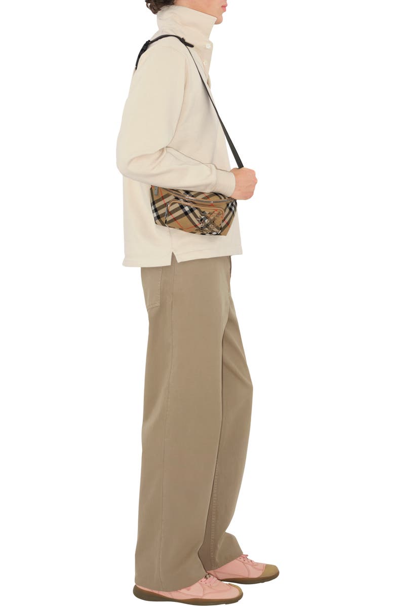 Burberry Small Check Belt Bag, Alternate, color, Sand Beige