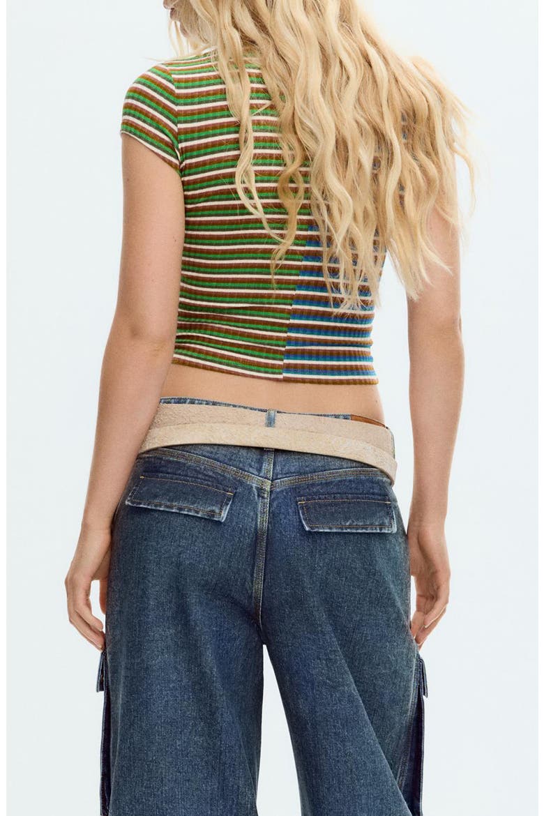 Stripe Flower T-Shirt, Alternate, color, GREEN