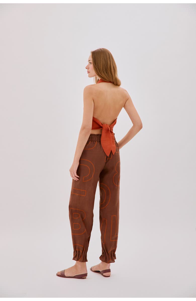 Labeca London Leah Linen Collared Crop Top, Alternate, color, Orange