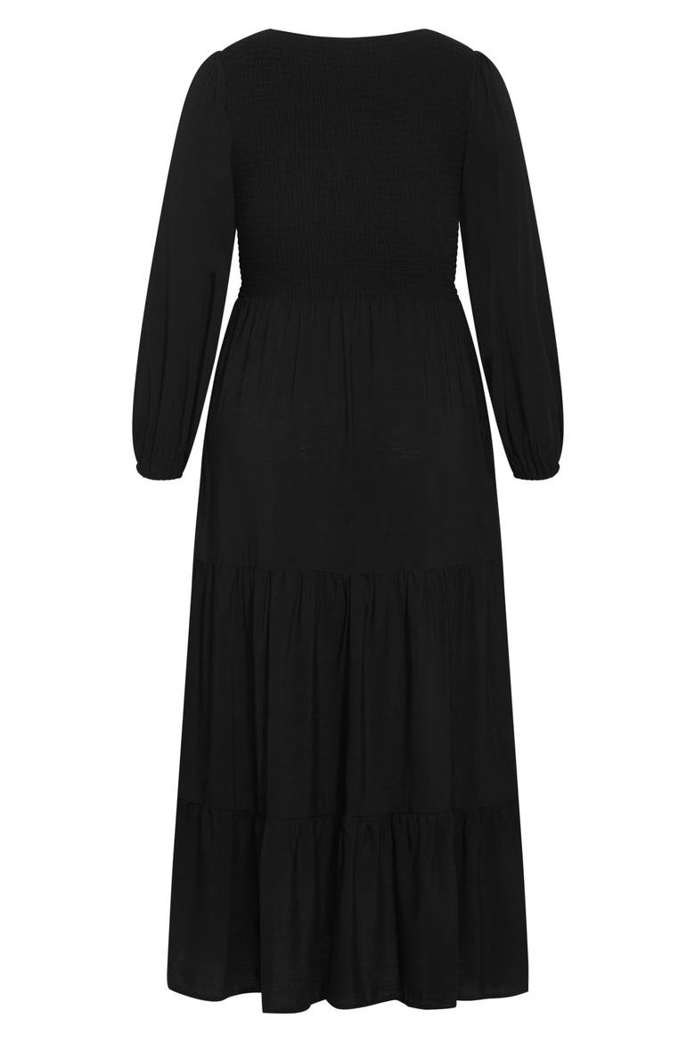 Athena Freya Long Sleeve Tiered Maxi Dress, Alternate, color, BLACK
