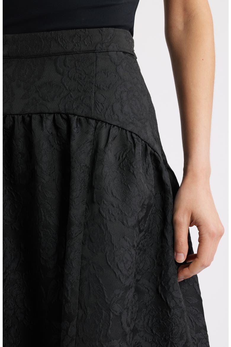 Floral Jacquard Full Midi Skirt, Alternate, color, BLACK JACQUARD