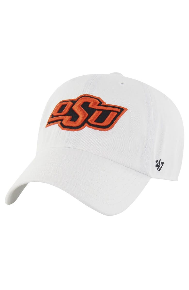 '47 Men's '47 White Oklahoma State Cowboys Vintage Clean Up Adjustable Hat, Main, color, 