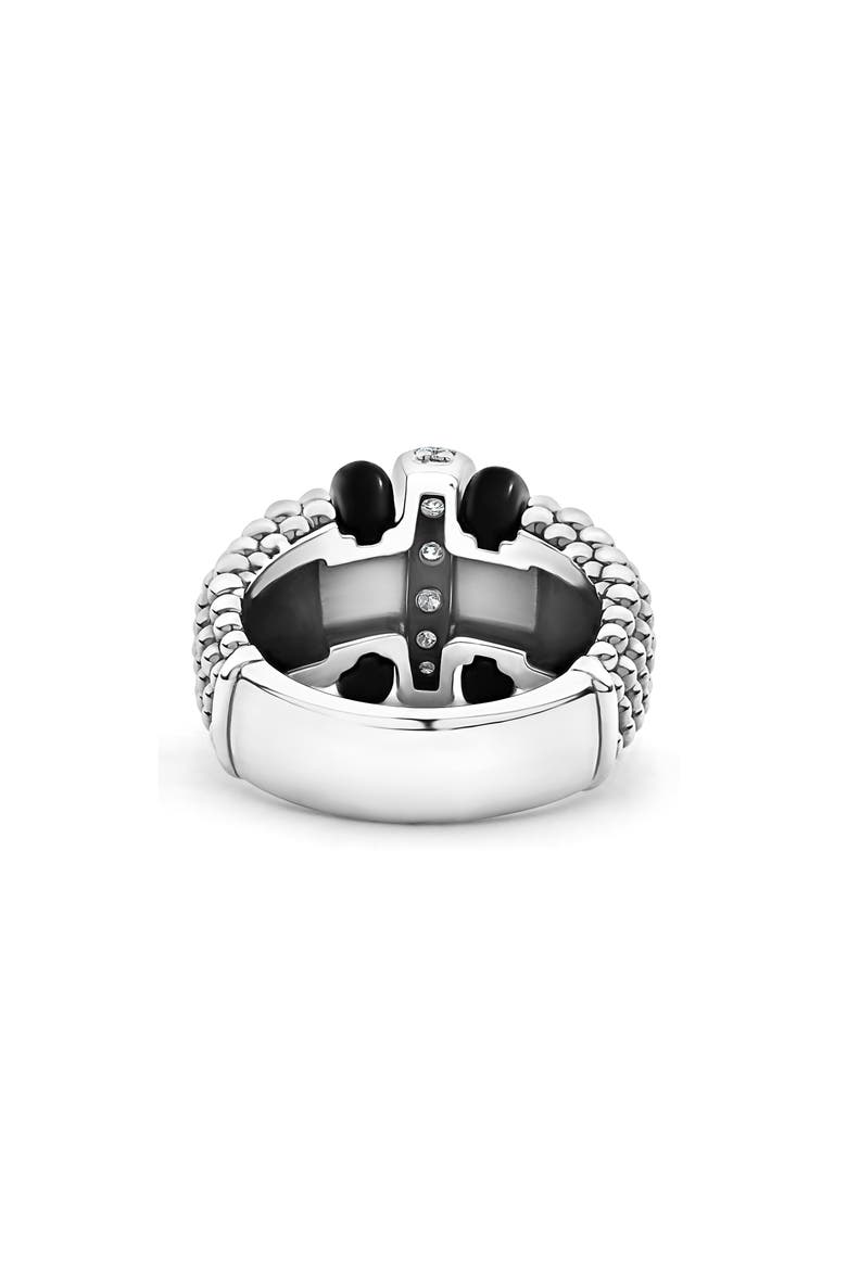 Black Caviar Diamond Large Link Ring, Alternate, color, BLACK