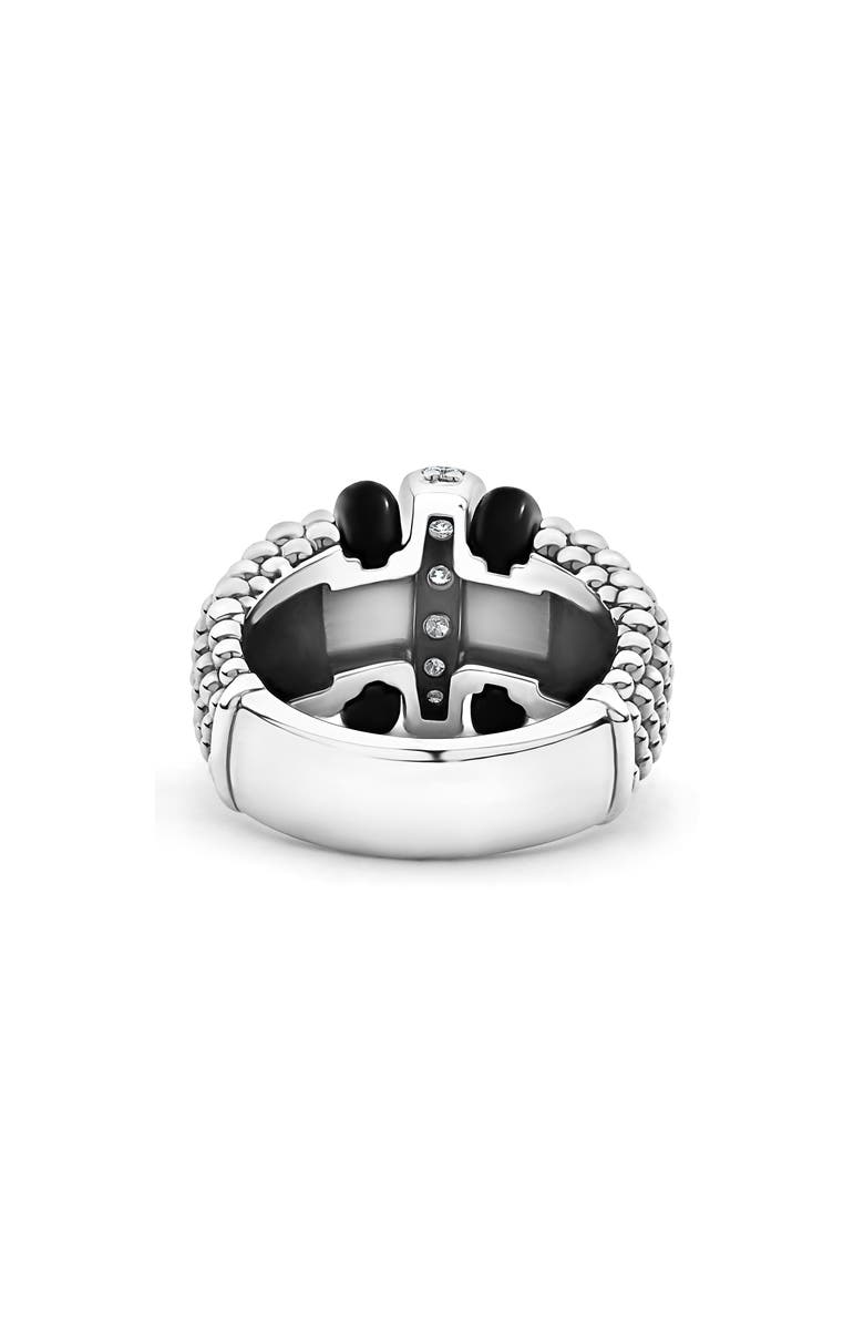 LAGOS Black Caviar Diamond Large Link Ring, Alternate, color, Black