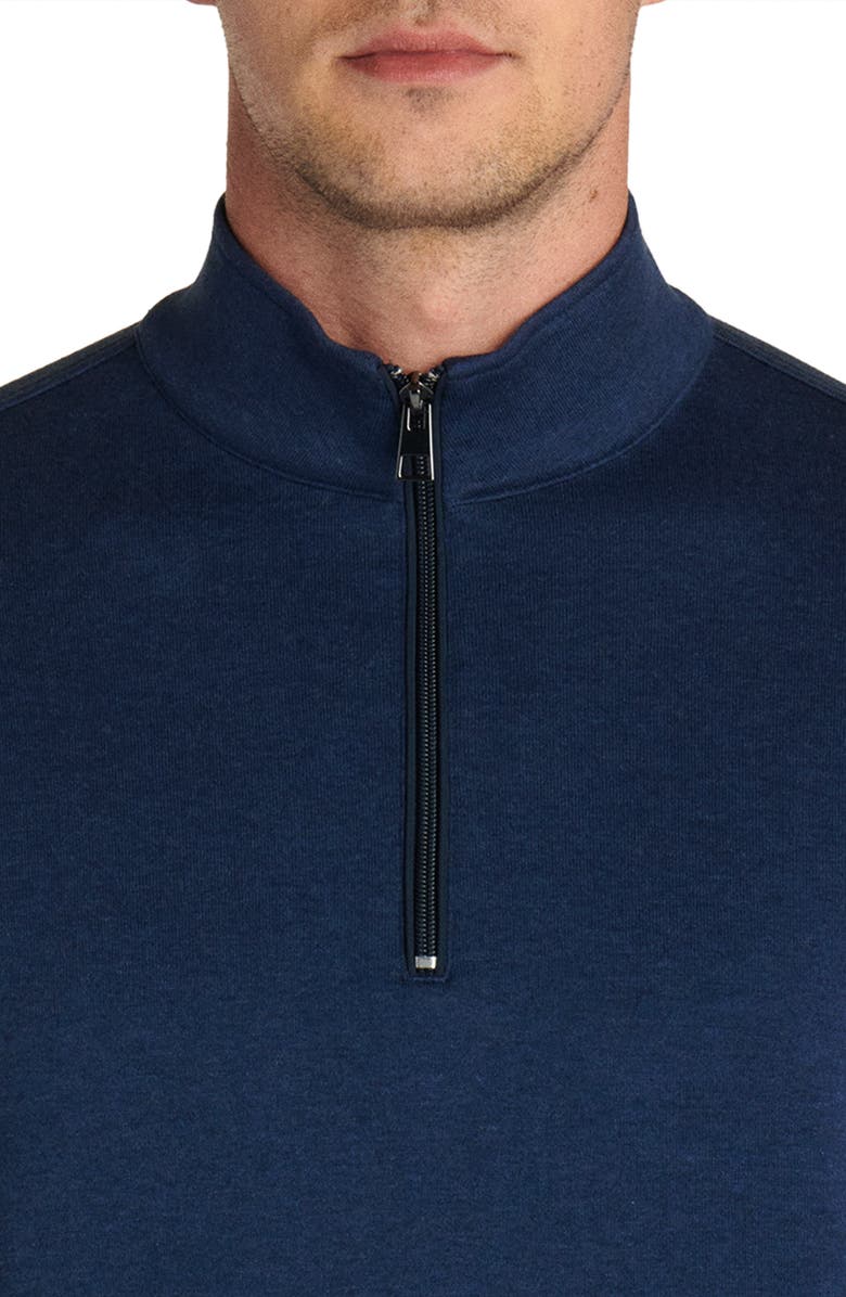Bugatchi Comfort Cotton Blend Quarter Zip Pullover, Alternate, color, Navy