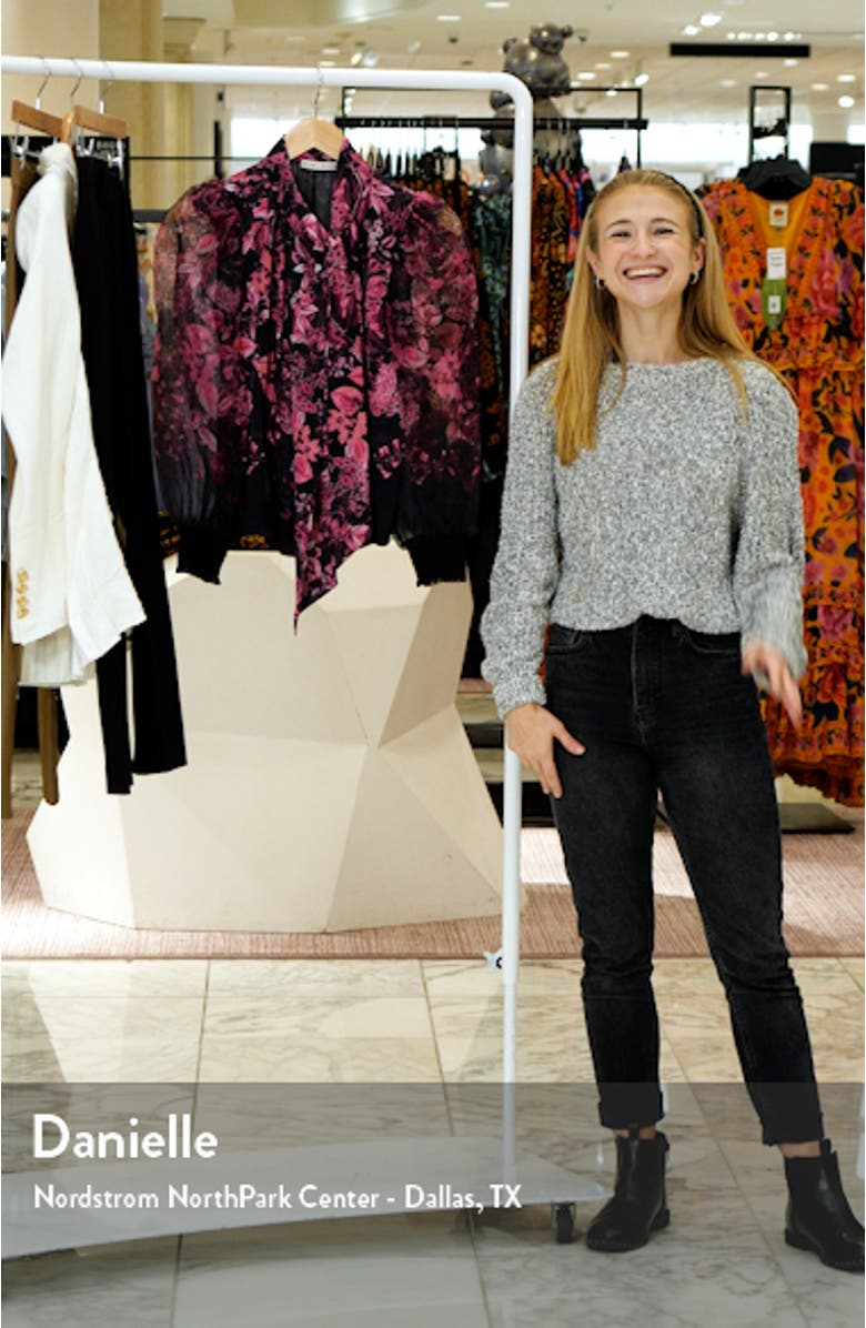 Bettina Floral Print Blouson Sleeve Silk Blend Shirt, sales video thumbnail