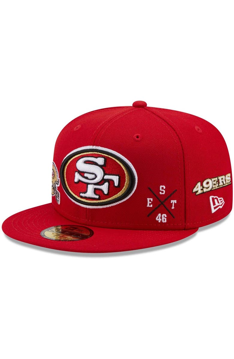 New Era Men's New Era Scarlet San Francisco 49ers Multi 59FIFTY Fitted Hat, Main, color,